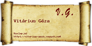 Vitárius Géza névjegykártya