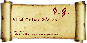 Vitárius Géza névjegykártya